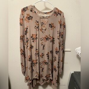 Free People Tunic Floral Boho Oversized Dress Size Small Long Sleeve